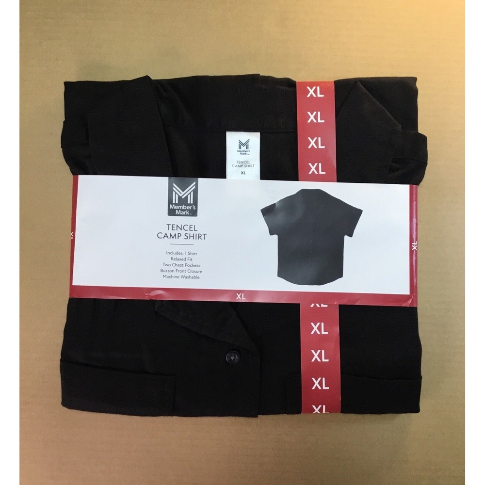 Tencel Camp Shirt Women's Collared XL Black By Members Mark Pockets New - Picture 3 of 5
